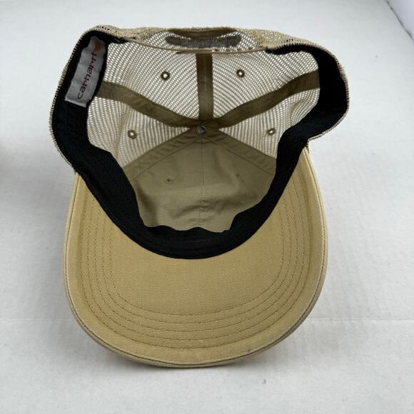 Khaki Carhartt Adjustable Trucker Hat Cap Brown Mesh Workwear - Picture 5 of 6